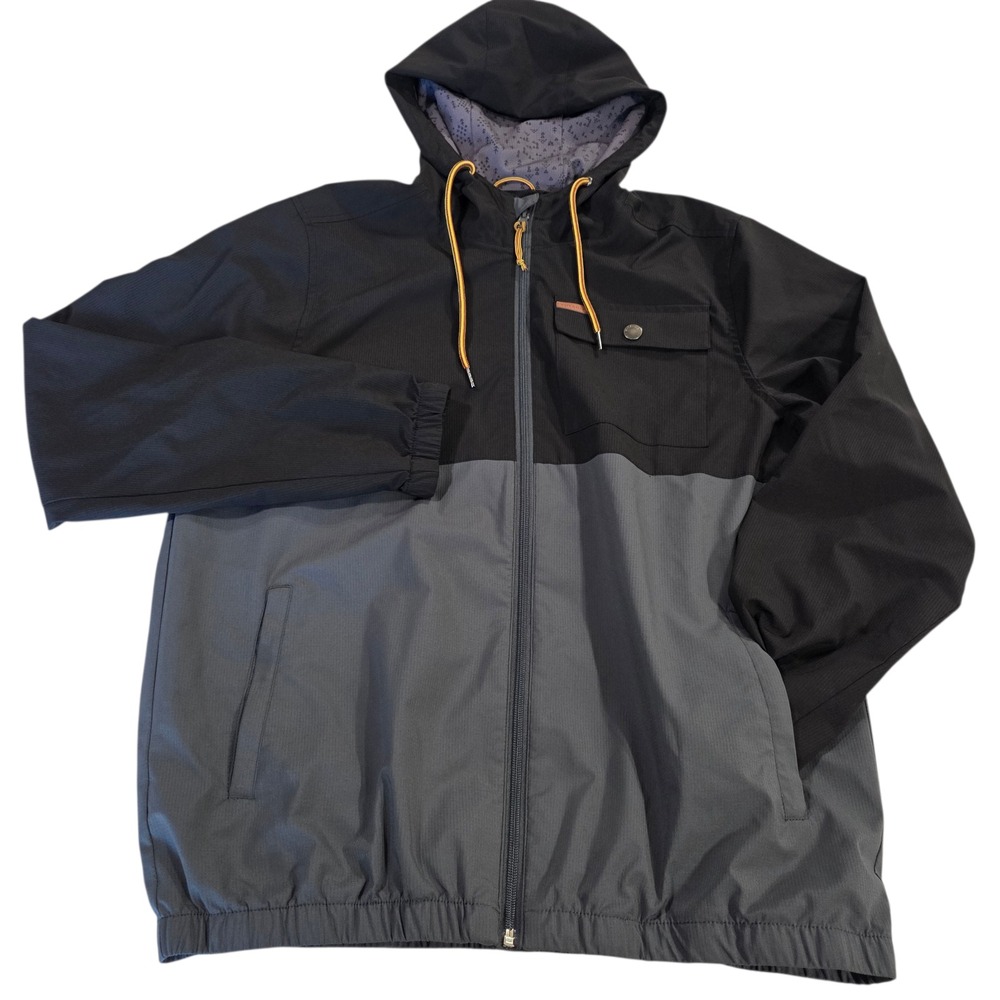 Voyager Hoodie Jacket Mens Black Gray M Full Zip‎ Drawstring Polyester Blend